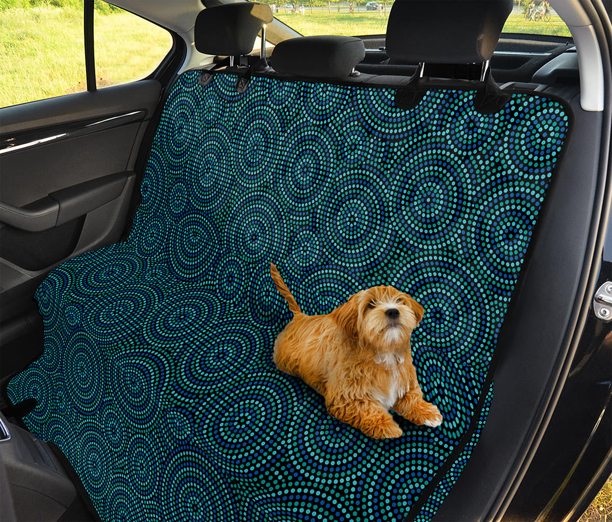 Blue Aboriginal Dot Pattern Print Pet Car Back Seat Cover