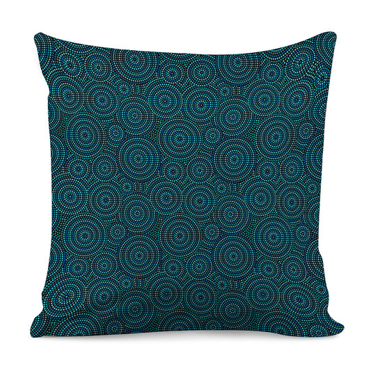 Blue Aboriginal Dot Pattern Print Pillow Cover