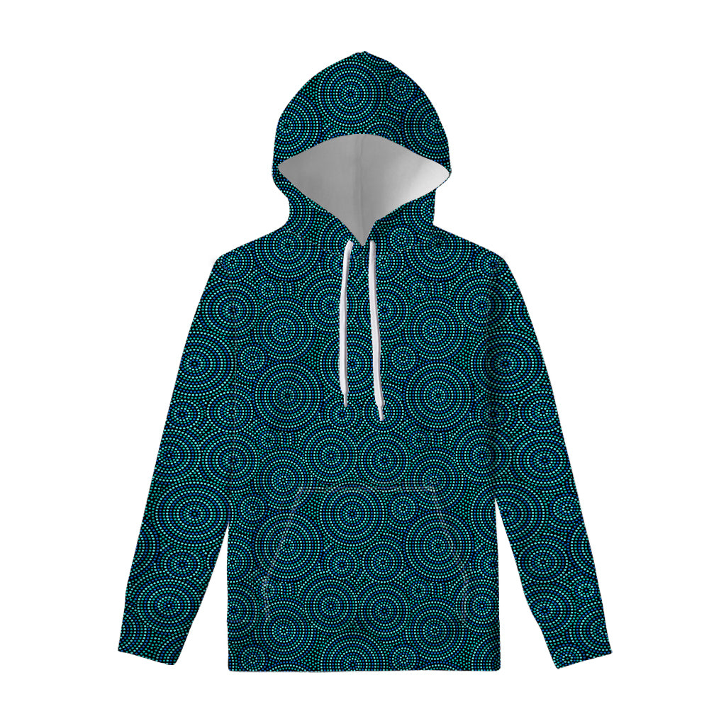 Blue Aboriginal Dot Pattern Print Pullover Hoodie