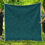 Blue Aboriginal Dot Pattern Print Quilt