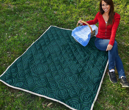Blue Aboriginal Dot Pattern Print Quilt