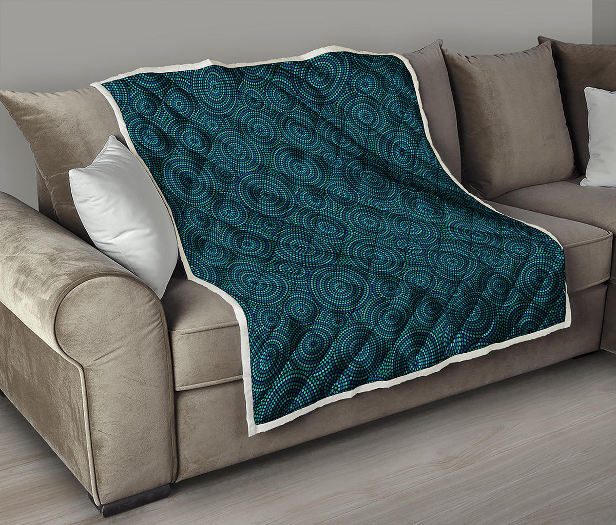 Blue Aboriginal Dot Pattern Print Quilt