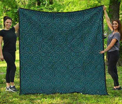 Blue Aboriginal Dot Pattern Print Quilt