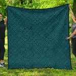 Blue Aboriginal Dot Pattern Print Quilt