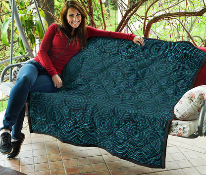 Blue Aboriginal Dot Pattern Print Quilt