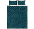 Blue Aboriginal Dot Pattern Print Quilt Bed Set