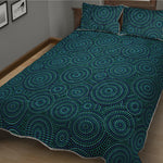 Blue Aboriginal Dot Pattern Print Quilt Bed Set