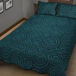 Blue Aboriginal Dot Pattern Print Quilt Bed Set