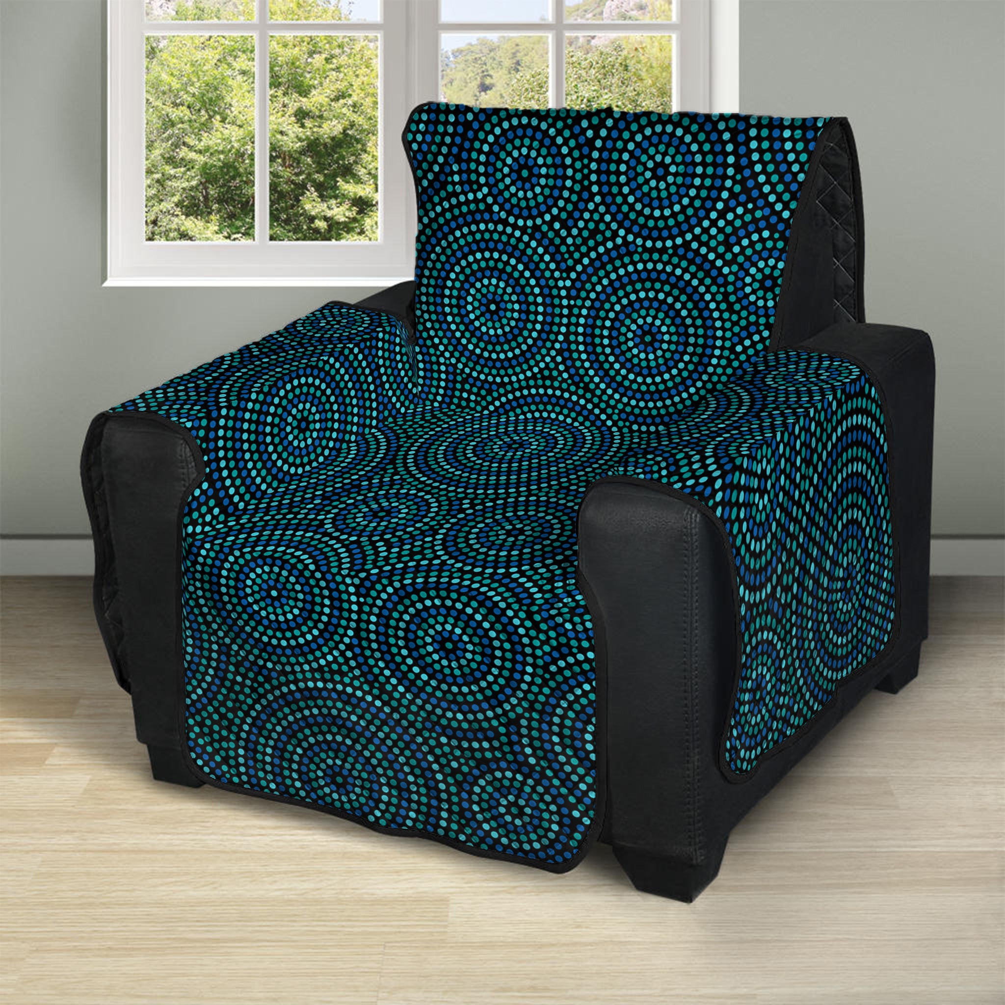 Blue Aboriginal Dot Pattern Print Recliner Protector