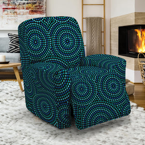 Blue Aboriginal Dot Pattern Print Recliner Slipcover