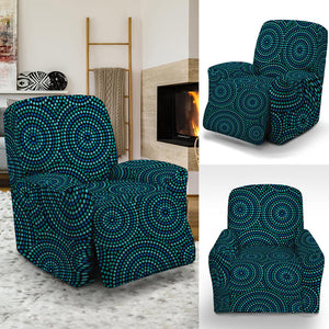 Blue Aboriginal Dot Pattern Print Recliner Slipcover