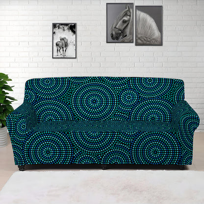 Blue Aboriginal Dot Pattern Print Sofa Cover
