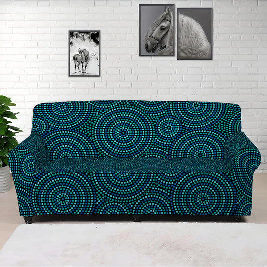 Blue Aboriginal Dot Pattern Print Sofa Cover