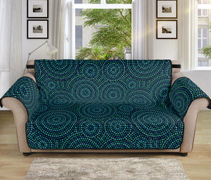 Blue Aboriginal Dot Pattern Print Sofa Protector