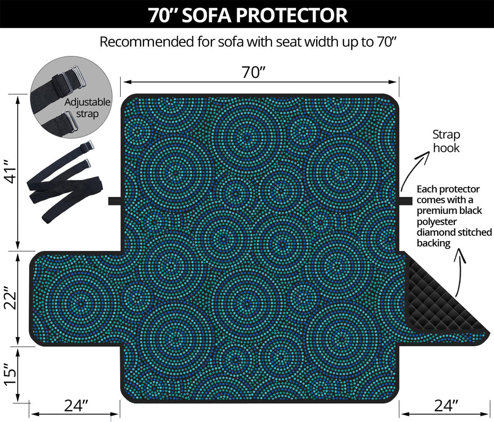 Blue Aboriginal Dot Pattern Print Sofa Protector