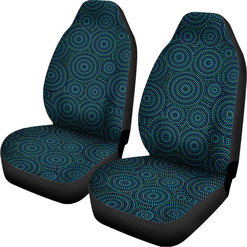 Blue Aboriginal Dot Pattern Print Universal Fit Car Seat Covers