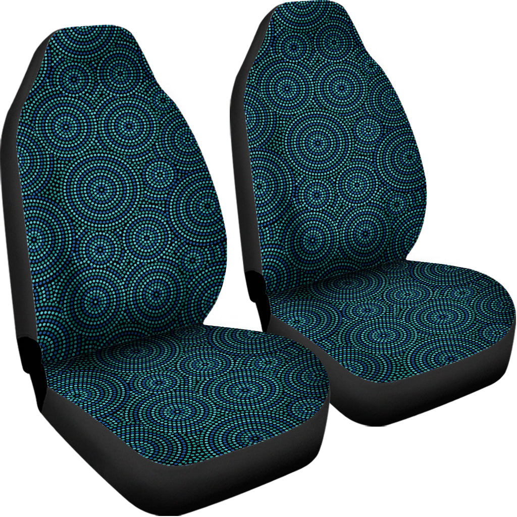 Blue Aboriginal Dot Pattern Print Universal Fit Car Seat Covers