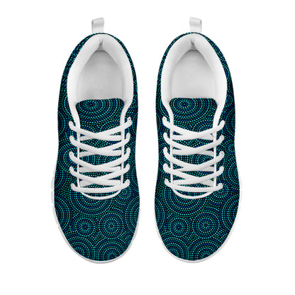 Blue Aboriginal Dot Pattern Print White Sneakers