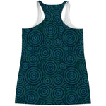 Blue Aboriginal Dot Pattern Print Women's Racerback Tank Top