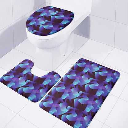 Blue Abstract Spirit Print 3 Piece Bath Mat Set