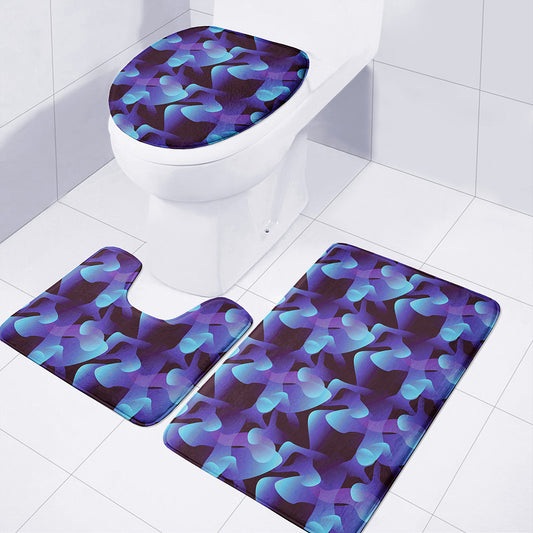 Blue Abstract Spirit Print 3 Piece Bath Mat Set