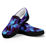 Blue Abstract Spirit Print Black Slip On Shoes