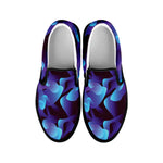 Blue Abstract Spirit Print Black Slip On Shoes