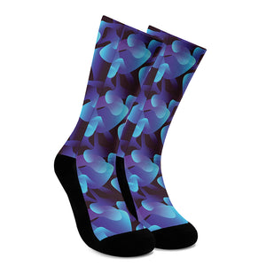 Blue Abstract Spirit Print Crew Socks