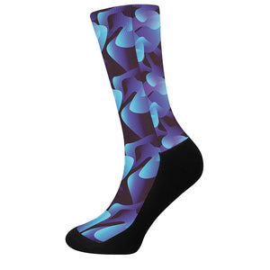 Blue Abstract Spirit Print Crew Socks