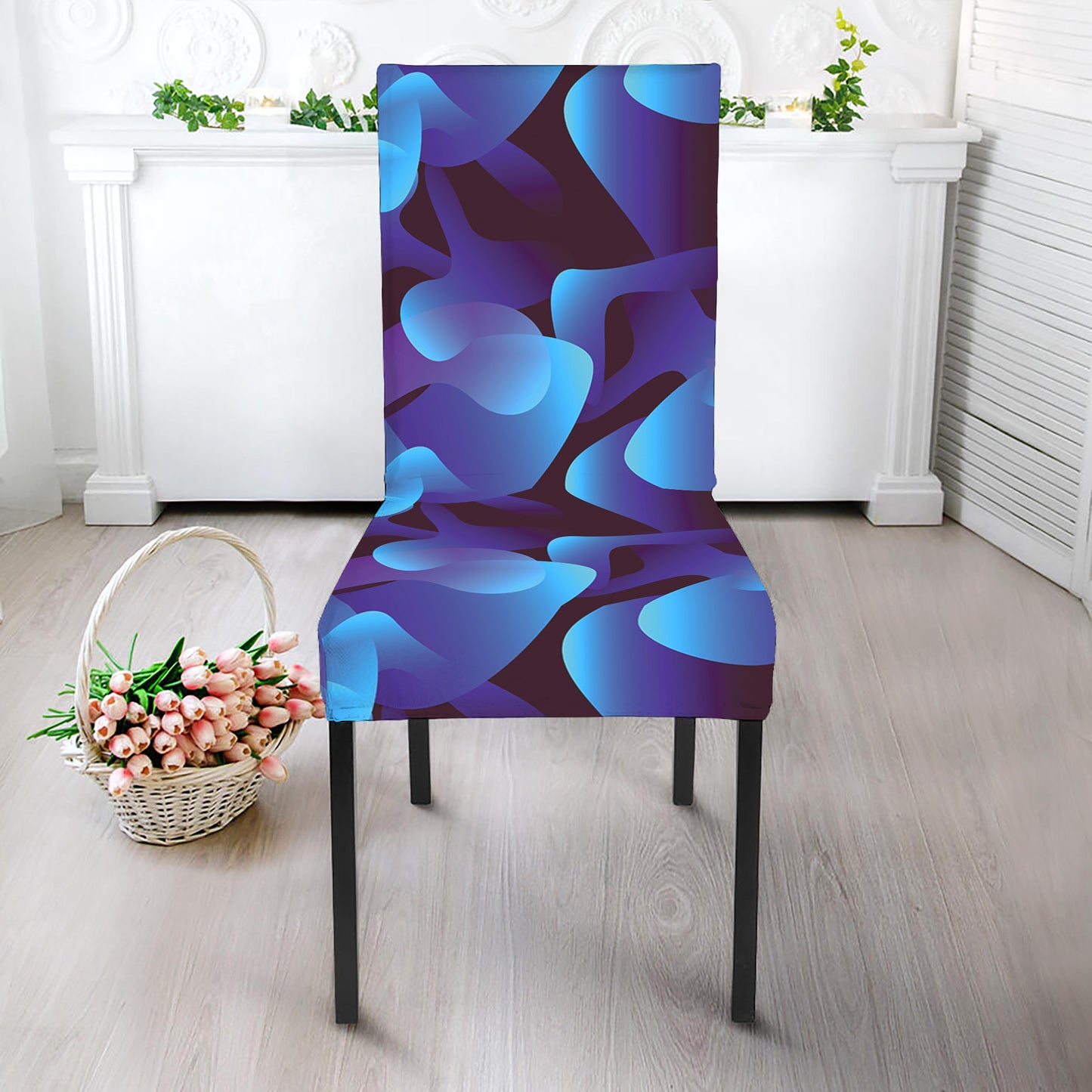 Blue Abstract Spirit Print Dining Chair Slipcover