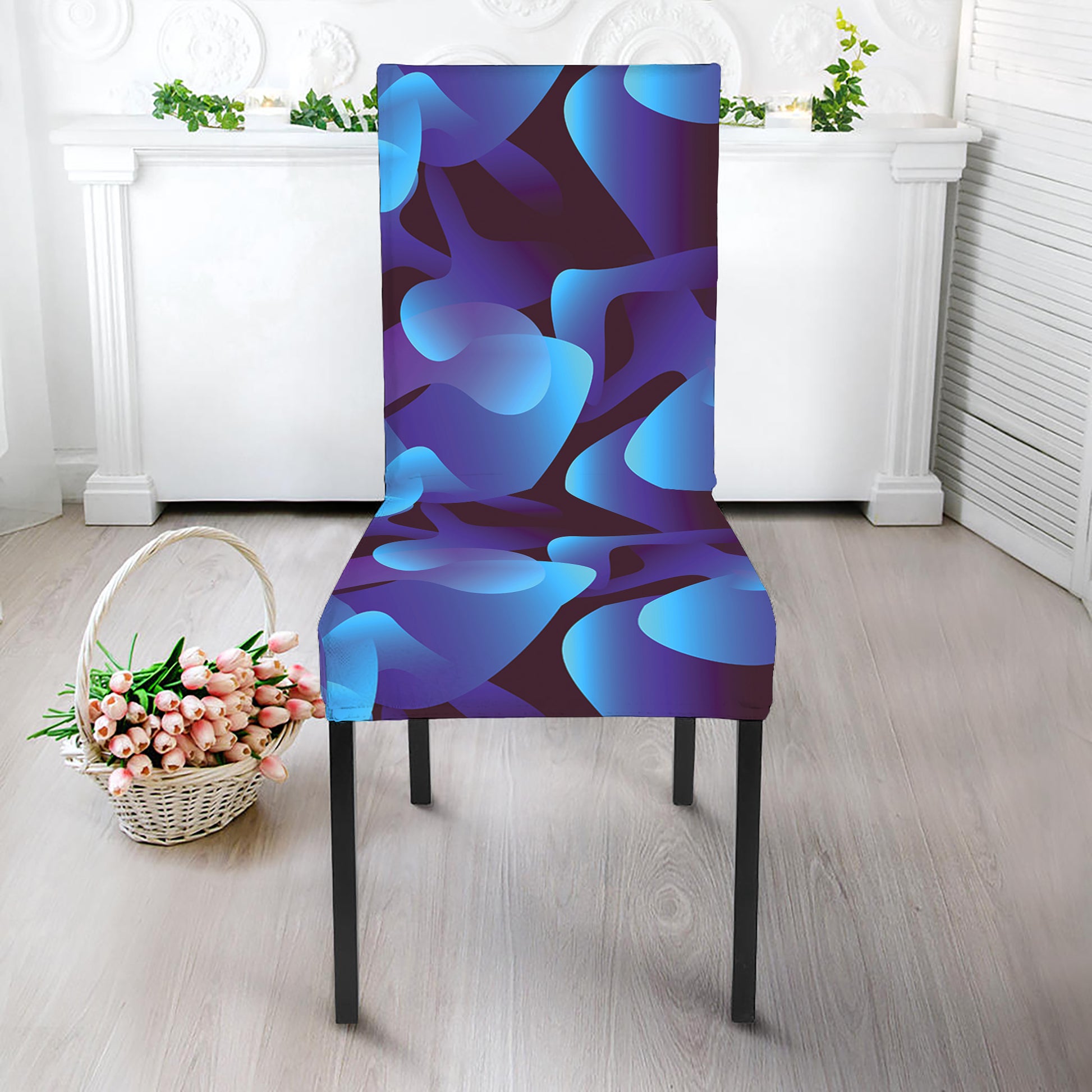 Blue Abstract Spirit Print Dining Chair Slipcover