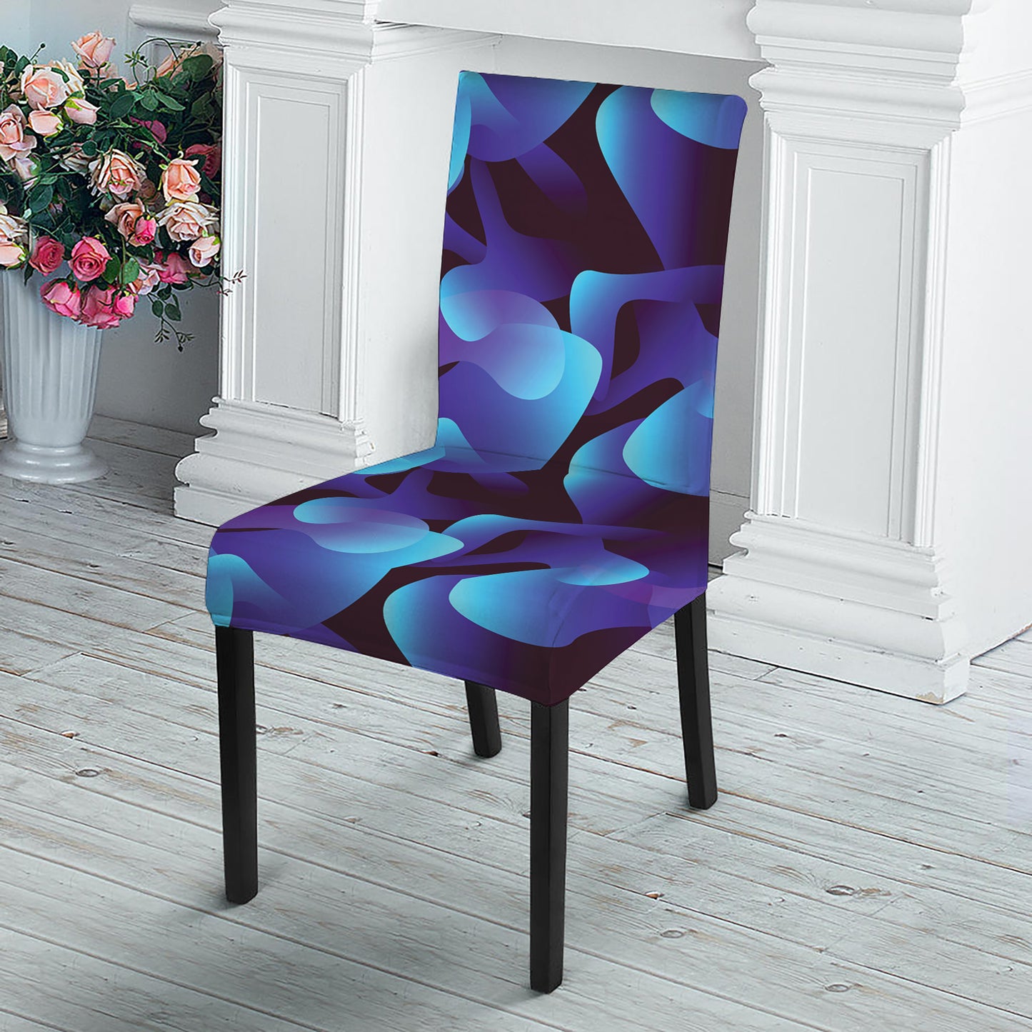 Blue Abstract Spirit Print Dining Chair Slipcover