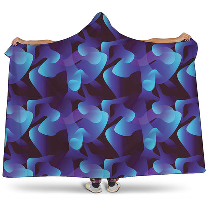 Blue Abstract Spirit Print Hooded Blanket