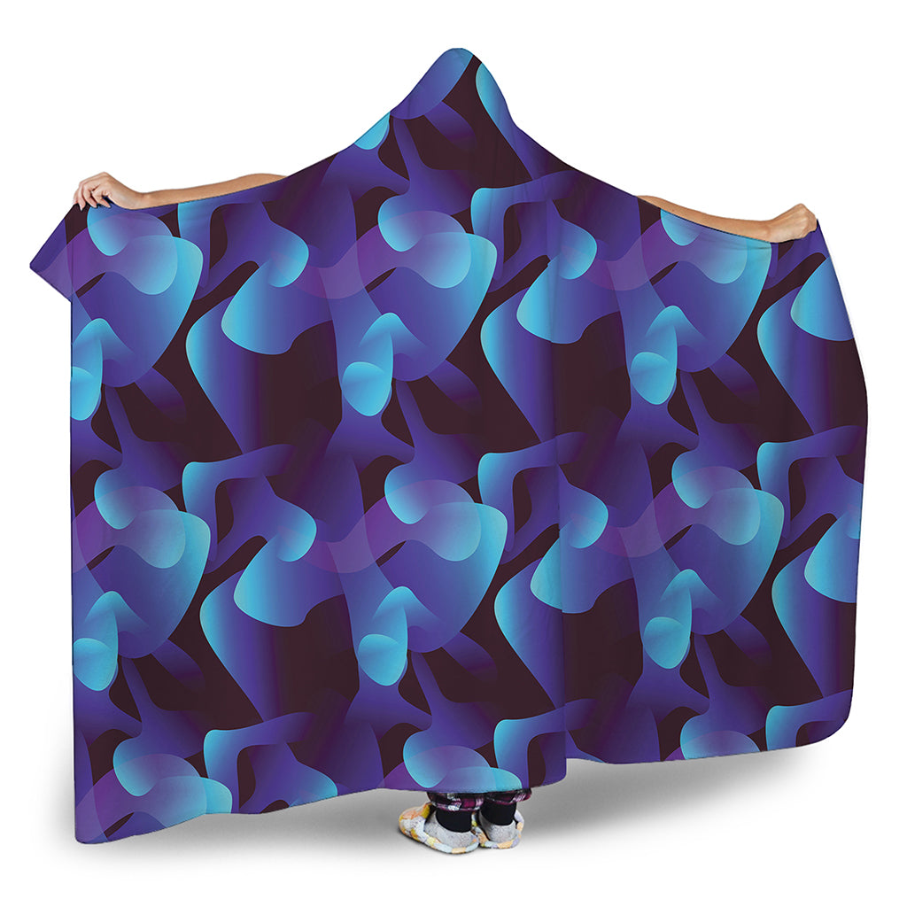 Blue Abstract Spirit Print Hooded Blanket