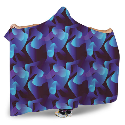 Blue Abstract Spirit Print Hooded Blanket