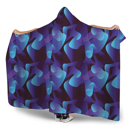 Blue Abstract Spirit Print Hooded Blanket