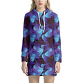Blue Abstract Spirit Print Pullover Hoodie Dress