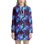 Blue Abstract Spirit Print Hoodie Dress