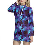 Blue Abstract Spirit Print Hoodie Dress