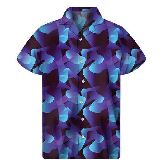 Blue Abstract Spirit Print Men's Short Sleeve Shirt