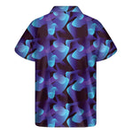 Blue Abstract Spirit Print Men's Short Sleeve Shirt