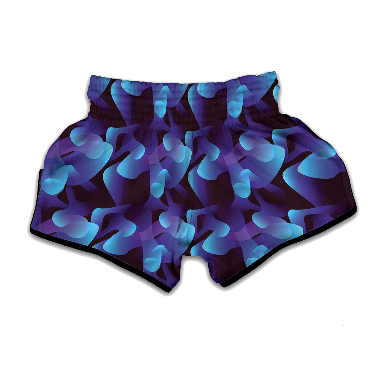 Blue Abstract Spirit Print Muay Thai Boxing Shorts