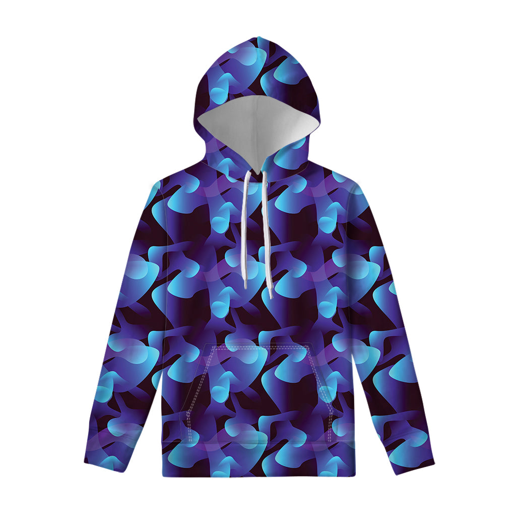 Blue Abstract Spirit Print Pullover Hoodie