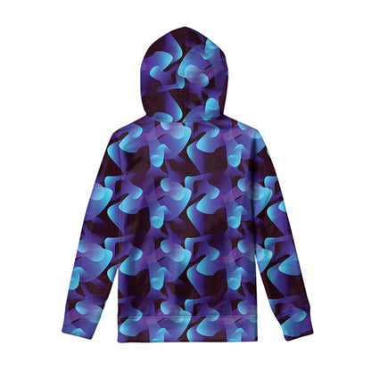Blue Abstract Spirit Print Pullover Hoodie