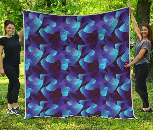 Blue Abstract Spirit Print Quilt