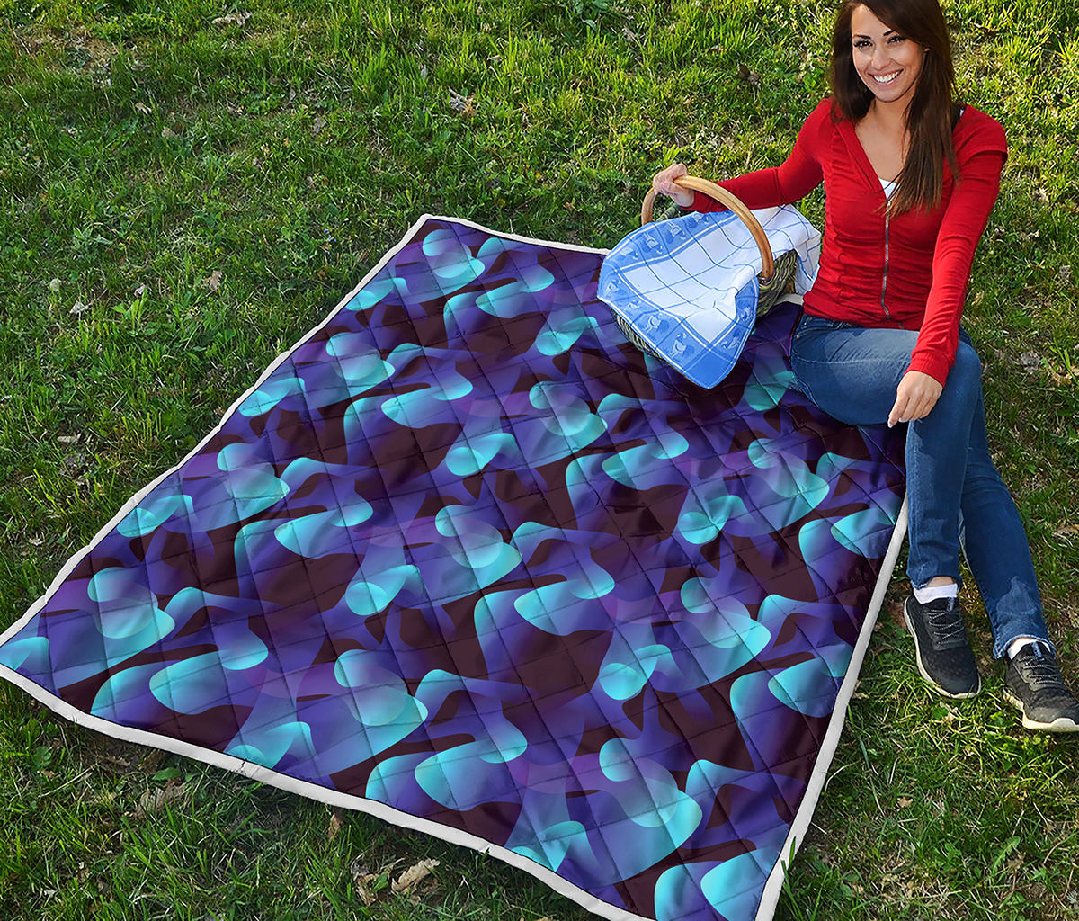 Blue Abstract Spirit Print Quilt
