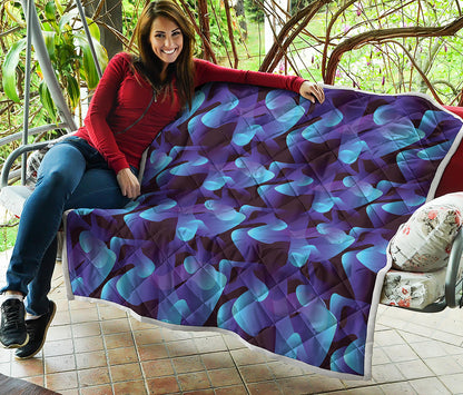 Blue Abstract Spirit Print Quilt