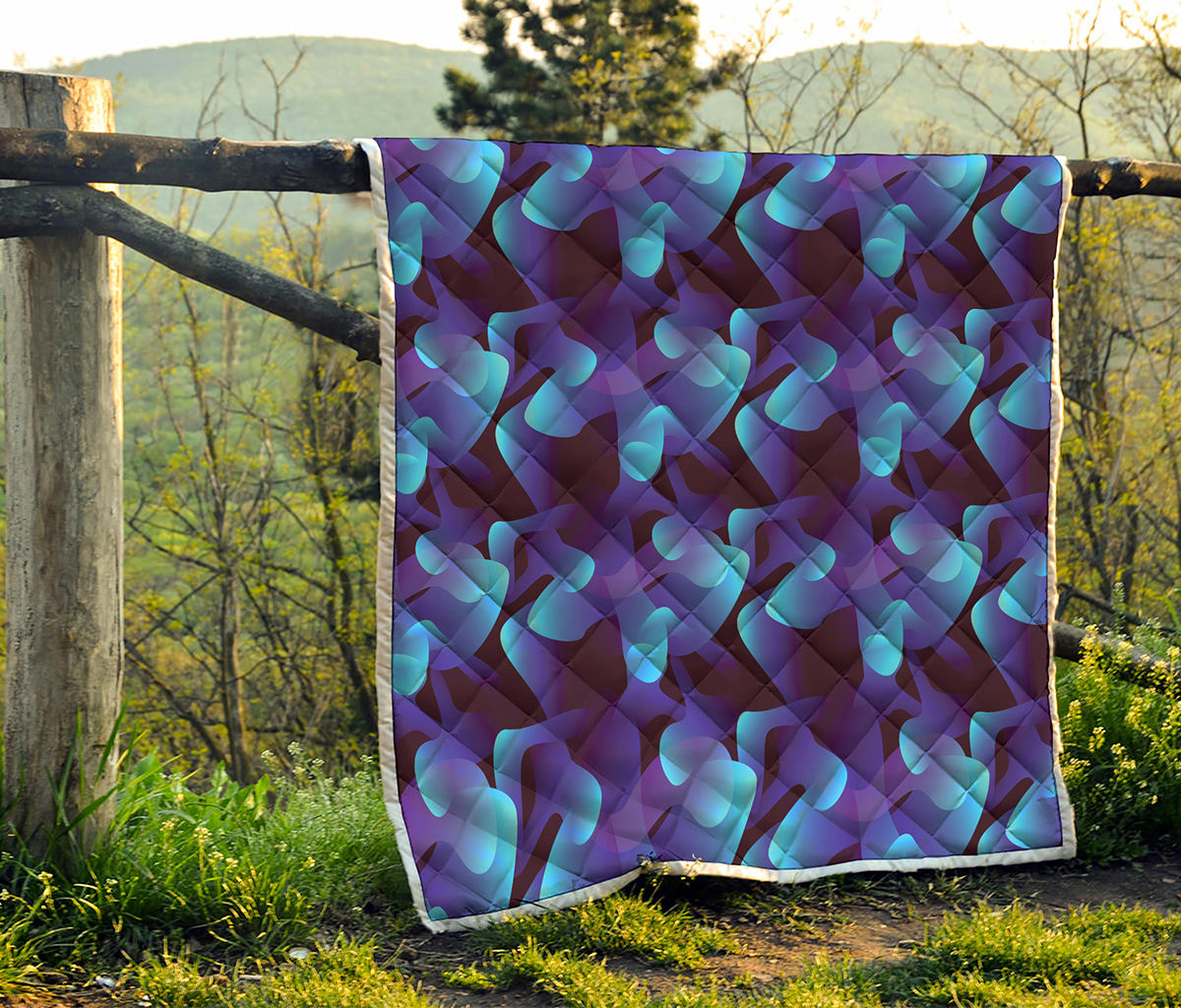 Blue Abstract Spirit Print Quilt