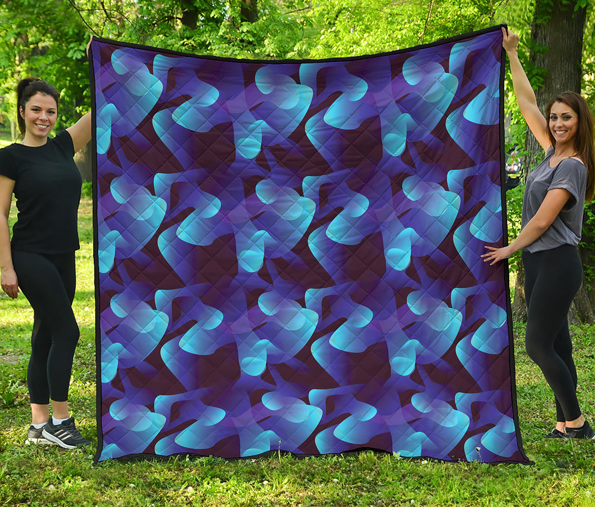 Blue Abstract Spirit Print Quilt
