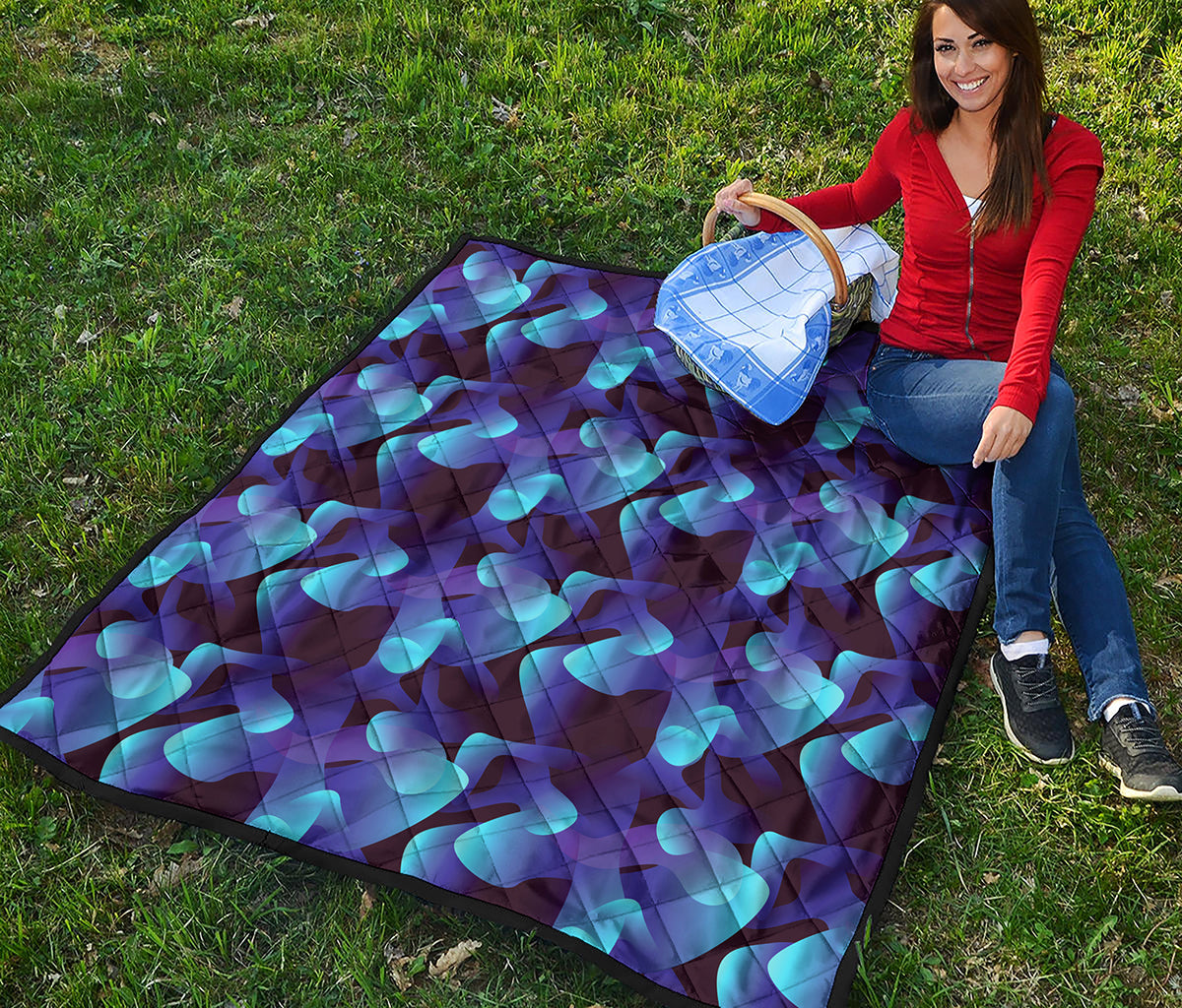 Blue Abstract Spirit Print Quilt